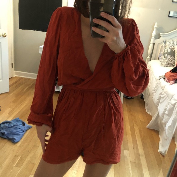 Urban Outfitters Rust Long Sleeve Romper - Picture 3 of 7
